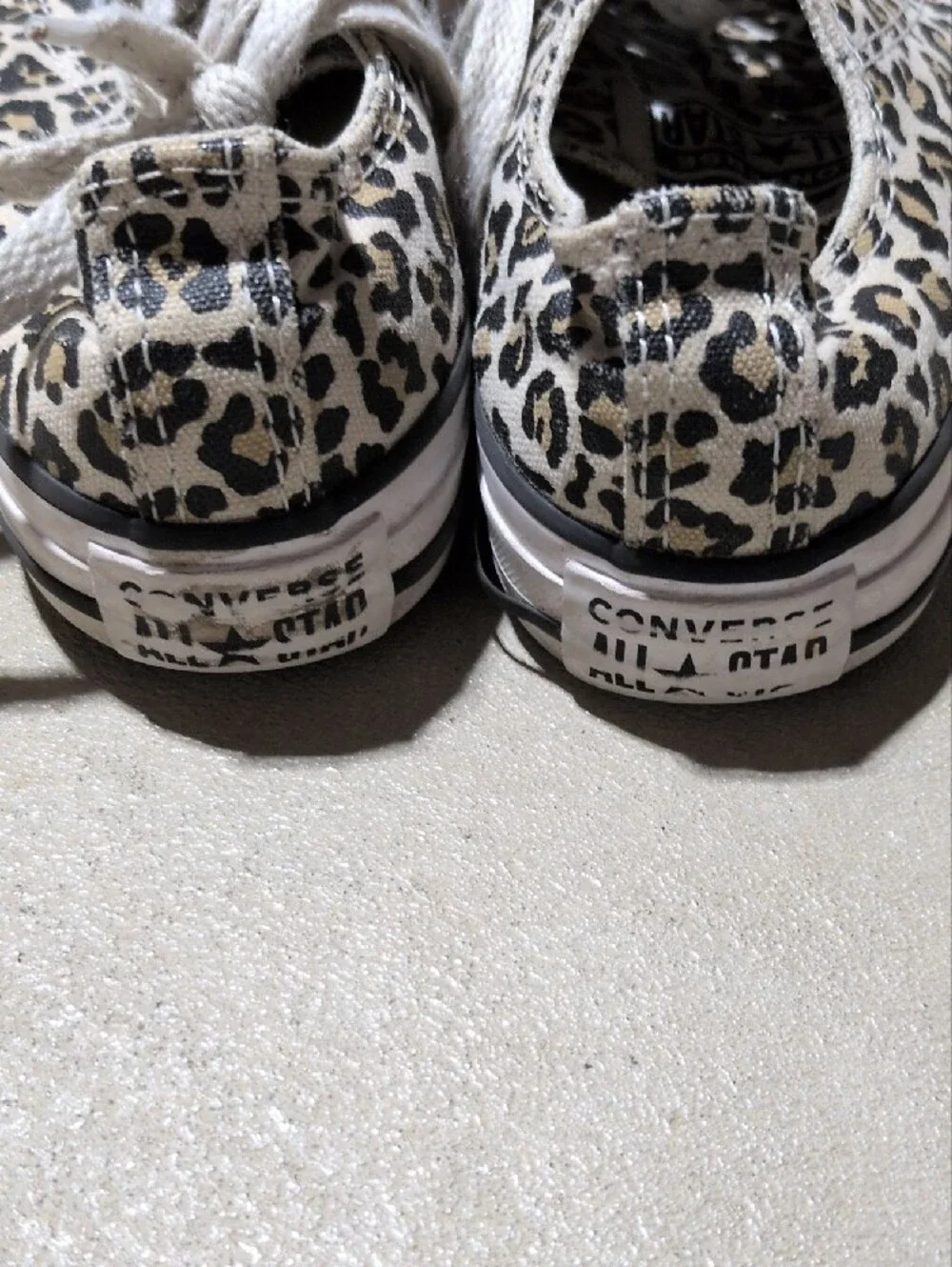 Converse Kids Leopard Print Canvas Sneakers - Cream/Black